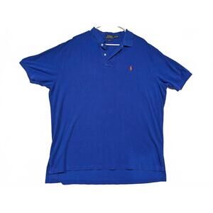 Polo Ralph Lauren Classic Fit Blue Polo Shirt Orange Horse 2XL